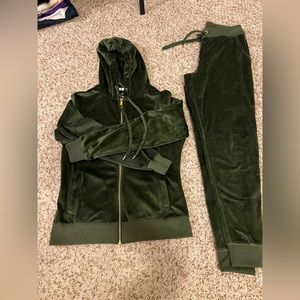 Green Velour Jogger Track Suit Small